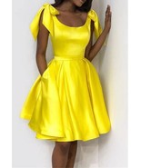 Short Yellow Homecoming Dresses Prom Dresses with Bowknot - £79.38 GBP+