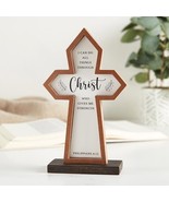 Wood Tabletop Cross 8&quot; H &quot;I Can Do All Things Through Christ&quot; Philippian... - £12.68 GBP