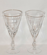 Vintage Pair Gorham Large Crystal Goblets Drinking Glasses Wine Goblets Germany - £31.92 GBP