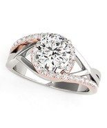Size: 8 - 14k White And Rose Gold Bypass Diamond Engagement Ring (1 1/4 ... - £2,838.63 GBP