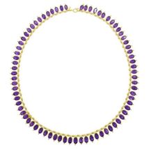 15 Ct Oval Cut Purple Amethyst 18 Inch Women&#39;s Necklace 14k Yellow Gold Finish - £241.10 GBP