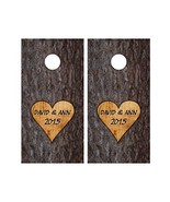 2 Corn Hole Game Board Decals - Carved Heart - Custom Name and Date Opti... - $1,330.52 MXN