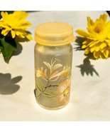 Vtg Miniature Clear Odyssey Glass Jar Painted Flowers Plastic Lid - $353.75 MXN
