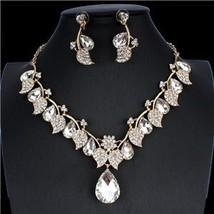 jiayijiaduo Bridal Wedding Jewelry Set / Crystal Necklace Earrings Set Classic L - £25.44 GBP