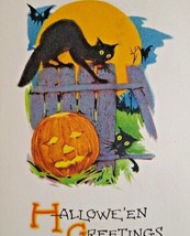 Halloween Postcard Fantasy Gibson Black Cats Vampire Bats Big Moon JOL Pumpkin - $210.90