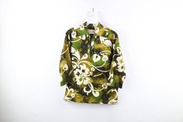 Vtg 50s Rockabilly Womens M Barkcloth Hawaiian 3/4 Sleeve Collared Shirt... - £78.91 GBP