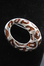 Vtg Brooch Silver Tone and Enamel Panther Print Unsigned Jackie Collins - $559.58 MXN