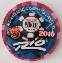 2016 World Series Poker $5 Rio Las Vegas Casino Chip - Four Aces - £9.37 GBP