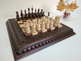 Chess set Waves of Aspiration wooden board chess pieces solid ash maple wood - $692.01