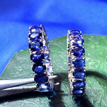 Earth mined Sapphire Deco Wedding Band Set of 2 Eternity Anniversary Bridal Ring - €7.058,48 EUR