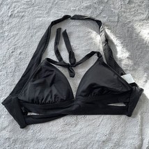 Kona Sol Swim Halter Crossover Cut Out Bikini Top Black Padded Womens Small - $14.84