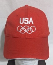 USA Olympics Team Apparel Baseball Hat Red Embroidered Adjustable Light Cap - £11.37 GBP