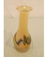 Vintage Glass Vase WITH MULTI COLOR SWIRL BETWEEN GLASS WAVY ON THE NECK... - $2,618.82 MXN