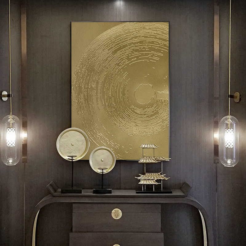 interoknack Luxury Gold Textured Metal Wall Art, Modern Abstract Embossed Panel, Item image 3