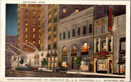 Vtg Postcard, Mayflower Hotel and Harvey&#39;s Restaurant, Old Street View, PM 1943 - $6.79