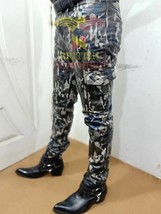 Men&#39;s Leather trousers Jeans camouflage pants Lederhosen Lederjeans BLUF... - $129.99