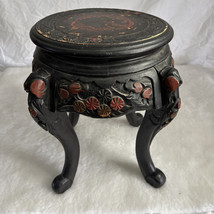 Vintage Meiji Era Japanese Nouveau Dragon Carved Wood Stool End Table - $168.26