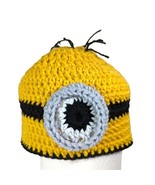Despicable Me Minion Crochet Hat Beanie Light up Eye Youth Size 10.5 x 8... - $29.86