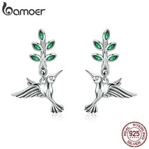100% Genuine 925 Sterling Silver Hummingbirds Greetings Bird Stud Earrings for W - £20.33 GBP