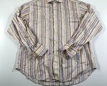 Thomas Dean Camicia Uomo M Giallo Blu Arancione a Righe Manica Lunga con... - $13.99