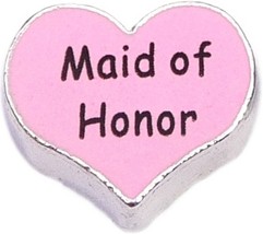 Maid Of Honor Pink Heart Floating Locket Charm - $2.42