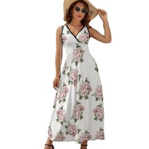 Mondxflaur Classic Rose Summer Dresses for Women V-neck Sleeveless Long Dress - £28.66 GBP+