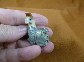 Y-LLA-SI-35) baby gray LLAMA carving SOAPSTONE stone PERU FIGURINE I lov... - $11.76 CAD