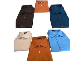 Man short Sleeve Shirt Smooth Pure Cotton Various Colours Measures Solid New - £23.58 GBP