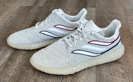 adidas Sobakov White Collegiate Navy Men’s Size 11.5 Leather Sneakers EE... - £86.04 GBP