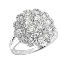 1.50CT Round Cut Moissanite Flower Cluster Engagement Ring 14K White Gold Plated - £130.34 GBP