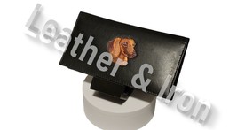 Dachshund Doxie Design Leather Checkbook Cover - £20.06 GBP