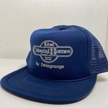 Colonial Homes Delagrange Blue Trucker Hat Cap Vintage Snap Back Constru... - $13.98