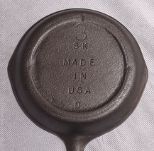 Lodge #3 SK 3 Notch Cast Iron Skillet Unmarked Low Heat Ring 6" Circa 1960's - $29.95