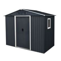 Black/White 8x4ft Outdoor Metal Storage Shed w/ Window &amp; Foundation - $306.99