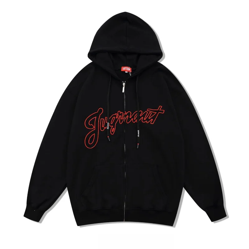 Y2K Goth Harajuku street monogram embroidered zipper hoodie men&#39;s casual loose   - £157.63 GBP