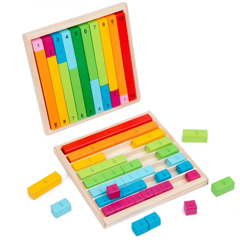 Wooden Montessori Teaching Aids Math Toys Color Fraction Sticks Kindergarten - £13.98 GBP+