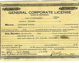 1940 Minnesota General Corporate License to Sell Soft Drinks Hennepin Co... - $24.72