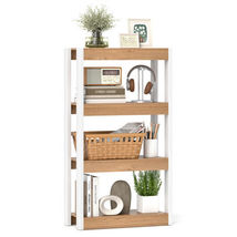 4 Tier Bookshelf Wooden Bookcase with Dual Anti-Tipping Kits-Natural - C... - $77.19