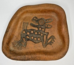Vintage Handmade Texcoco Mexico Aztec/Mayan Design Sm Dish Dog Running Redware - £31.45 GBP