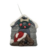 Doghouse Brown Dog Ornament Christmas Holiday Ceramic Puppy Bone Wreath ... - £6.76 GBP