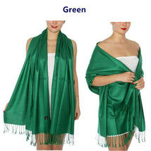 Green - 2Ply Scarf 78X28 LONG Solid Silk Pashmina Cashmere Shawl Wrap - £14.15 GBP