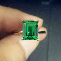 2.00 Ct Emerald Cut Green Emerald Solitaire Engagement Ring 14k Yellow Gold Over - £64.45 GBP