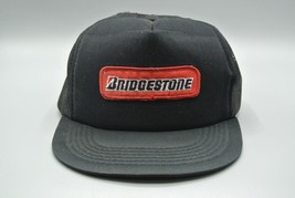 Bridgestone Trucker Hat Mesh Embroidered Snapback Cardinal OS Vtg Black - £22.54 GBP