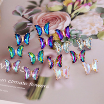 Rainbow Crystal Butterfly Stud Earrings - £6.79 GBP