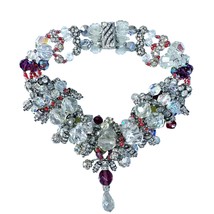 Vintage JULIANA D&amp;E Crystal Aurora Borealis Everything Necklace Rivolis ... - $980.10