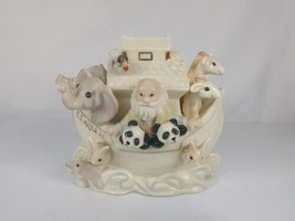 Porcelain Lenox Noah&#39;s Ark Collectible Coin Piggy Bank Animals Pottery - £21.08 GBP