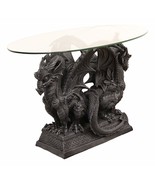 Large Crouching Twin Dragon Sentinels On Celtic Knotwork Base Coffee Sid... - $999.99