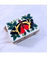 Vintage Matchbox Match Holder butterfly moth Ceramic Tile slip case storage - $23.82 CAD