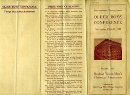 1932 YMCA Older Boys Conference Brochure Reading Pennsylvania  - £35.26 GBP