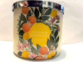 Backyard Honeysuckle Bath &amp; Body Works 3 Wick Candle 14.5OZ Brand New - £20.18 GBP